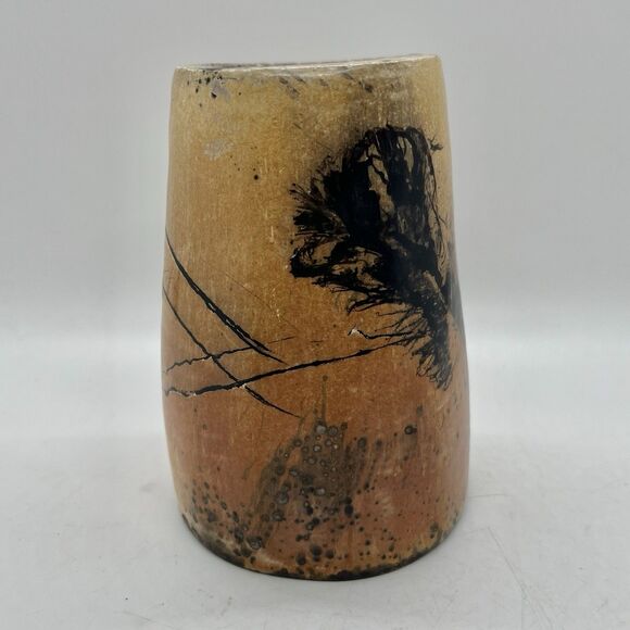 Vintage Signed Art Pottery Vase Vessel 4.5” Clay Bird Signed Rustic Primitive - Picture 5 of 8